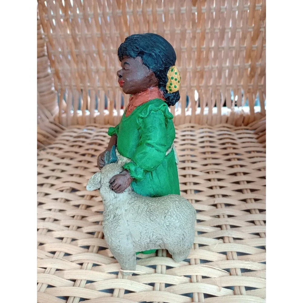 African American Figurine‎ JP Resin Hand Painted Young Girl Lamb Pleasants - Picture 5 of 13
